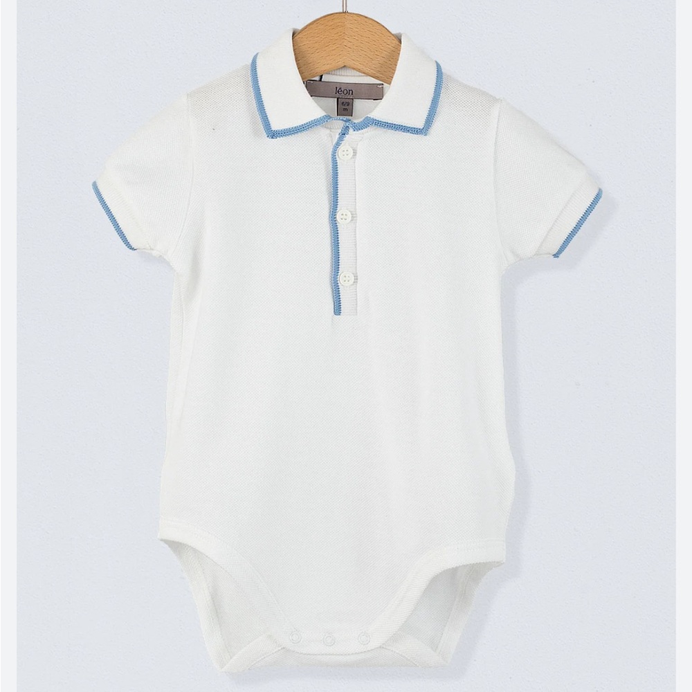 White and Blue Kids Bodysuit Made in Italy